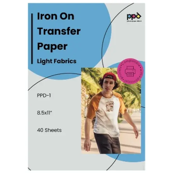 PPD 40 Sheets 8.5x11&rdquo; - Inkjet Iron-on Heat Transfer Paper for White & Light Fabric and T-Shirts - Premium - PPD-1-40 image {5}