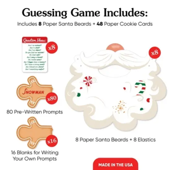 Big Dot of Happiness Jolly Santa Claus Beard Guessing Game, Fun Christmas Games for Kids and Adults,&nbsp;Family Guess Who Game, Friendsmas Party Card image {4}