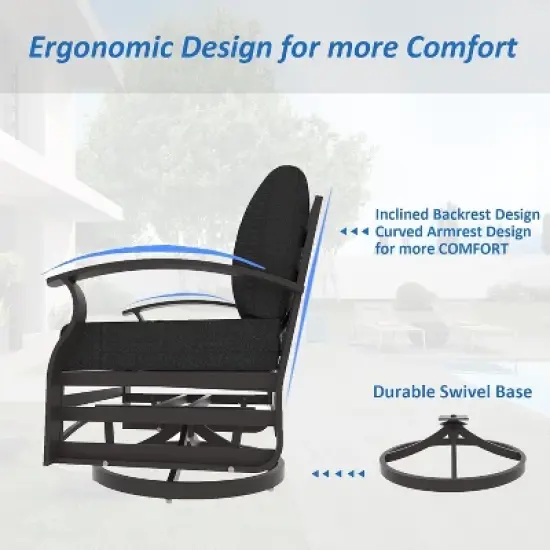 ALAULM Aluminum Patio Furniture Set with Propane Fire Pit Table image {6}