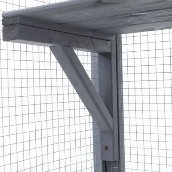 AZL1 Life Concept Pet Crates and Houses Super-Large Outdoor Wooden Cat Catio with Insulated, Sun Panel Roof, Rainproof Cover, Gray, 32.3"*62.6"*70.1" image {3}