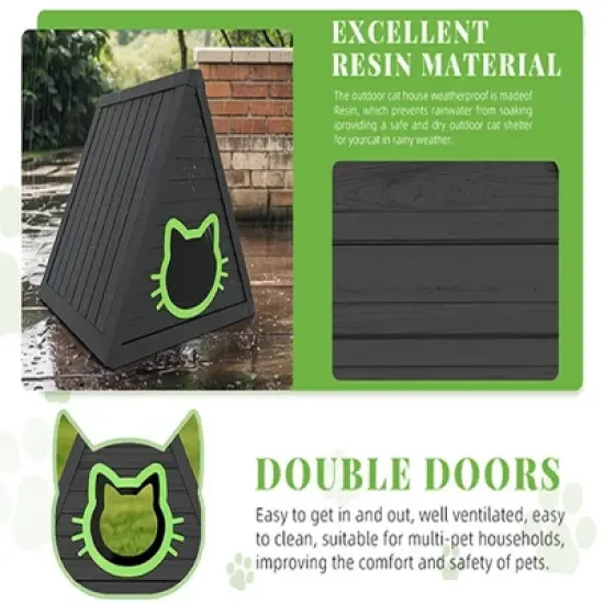 Decksplore Cat House for Outdoor Weatherproof Shelter Cats Triangle Moisture and Odor Resistant image {8}
