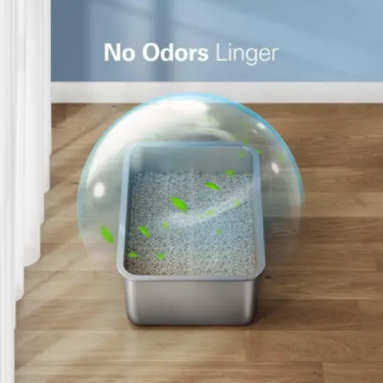 2 Pack Large Stainless Steel Litter Box 23.4" L x 15.6" W x 6" H, XL Metal Cat Litter Boxes, Odor Resistent, Non-Sticky, Easy to Clean image {3}