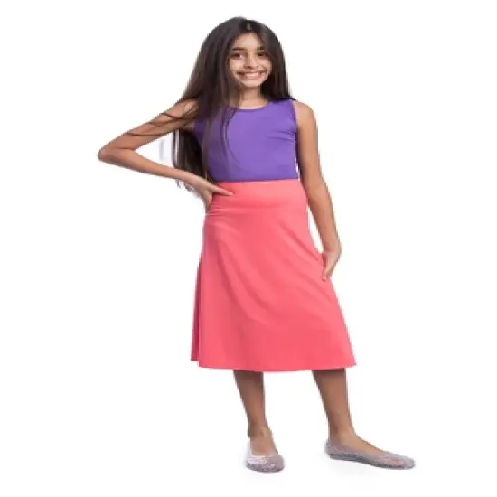 Girls Casual Solid Color Elastic Waist A Line Skirt image {4}