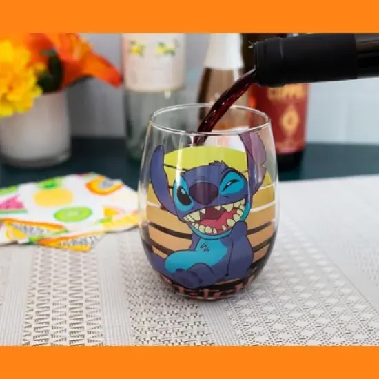Silver Buffalo Disney Lilo & Stitch Stemless Wine Glass | Holds 20 Ounces image {2}