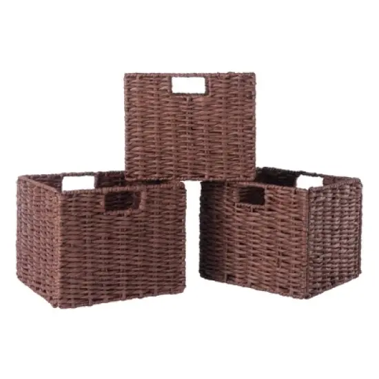 4pc Adriana Storage Bench with Baskets Walnut - Winsome image {6}