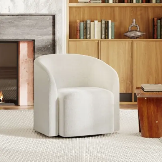 Green Swivel Barrel Accent Chair, Upholstered 360&deg; Rotating Armchair for Living Room, Bedroom, Office, or Waiting Area &ndash; No Assembly Needed image {2}