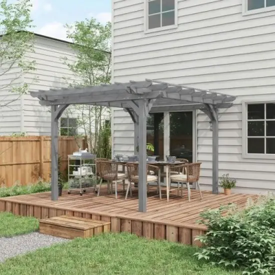 Resenkos Patio Garden Pergola, Pergola Canopy,12' x 10' Wooden Pergola, Outdoor Grape Gazebo for Garden, Patio, Backyard, Deck, Gray image {1}