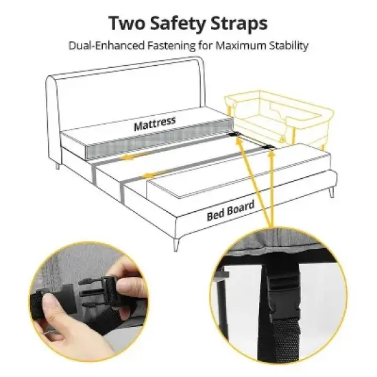 GOTGELIF 4-in-1 Baby Bassinet Crib with Adjustable Height, Bedside Sleeper, Changing Table & Mosquito Net image {9}