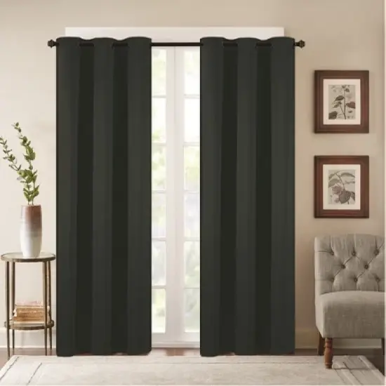 38" x 84" Solid Blackout Thermal Grommet Curtain Panels (Set of 2 Black) image {15}
