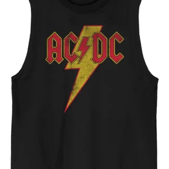 ACDC Lightning Bolt Logo Adult Black Graphic Tank Top image {1}