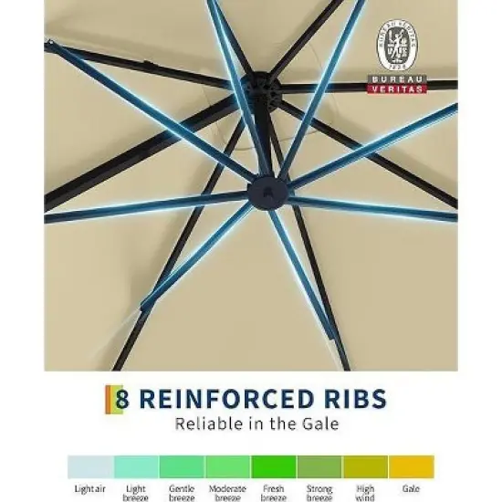 10FT Square Cantilever Patio Umbrella, 360&deg; Rotating Sun Shade with Locking Handle, Heavy-Duty Aluminum Frame for Deck & Balcony image {2}