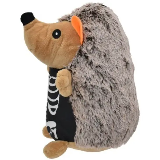 Multipet Hedgehog Skeleton Dog Interactive Plush Toy - White/Tan/Black image {3}