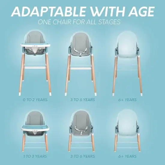 Children of Design Adjustable 6-in-1 Wooden Classic High Chair for Babies & Toddlers image {8}