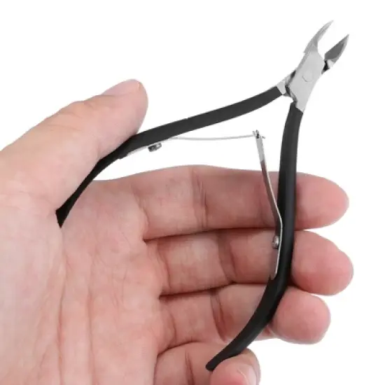 Unique Bargains 1 Set Stainless Steel Easy Grip Toe Nail Clippers for Thick Nail Nipper Pedicure Tool Nail Art Clipper Feet Care Tool Black image {4}