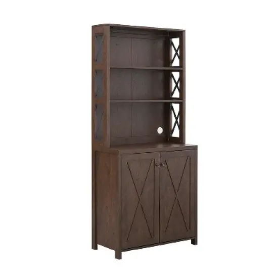 Home Source Elegant Charcoal Bar Cabinet | kitchen Cabinet with Microwave Stand image {6}