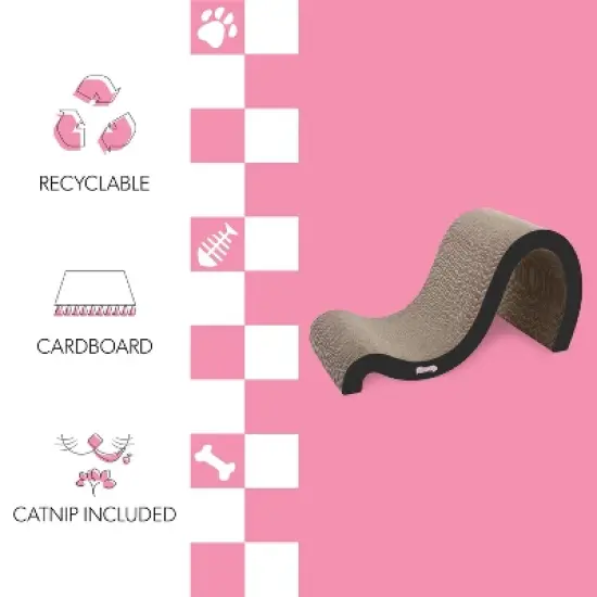 THE LICKER STORE Kona Modern Cardboard Double-Sided Wave Cat Scratcher with Catnip image {2}