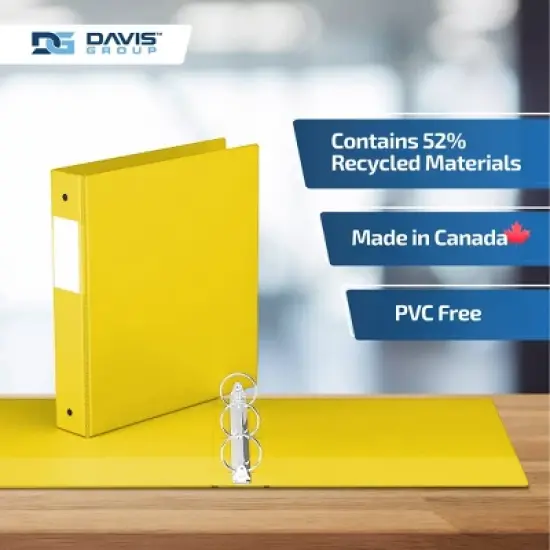 Davis Group 6pk 1.5" Premium Economy Round Ring Binders Yellow: Hard Cover, 275 Sheet Capacity, 2 Pockets, Polypropylene image {6}