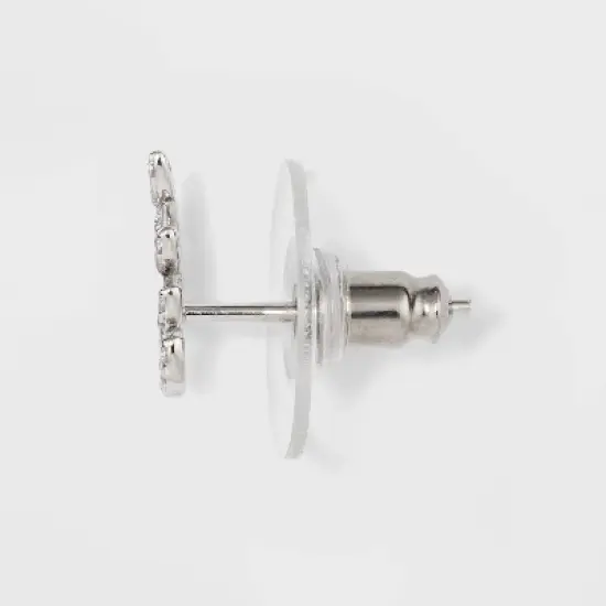 Sterling Silver Cubic Zirconia Leaf, Crawler and Teardrop Stud Earring Set 3pc - A New Day&trade; Silver image {1}