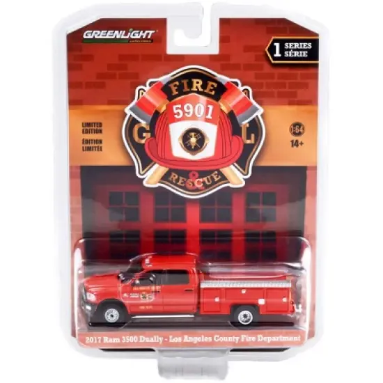 2017 Ram 3500 Dually Service Truck Red "Los Angeles County Fire Dept" (CA) "Fire & Rescue" 1/64 Diecast Model Car by Greenlight image {2}