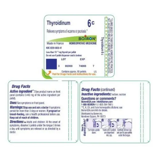 Thyroidinum 6C by Boiron Homeopathic Single Medicine For First Aid  -  80 Pellet image {1}