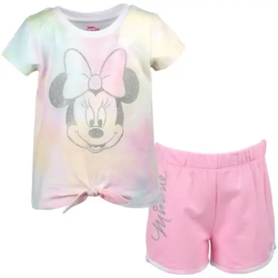 Disney Minnie Mouse Mickey Mouse T-Shirt and French Terry Shorts Outfit Set Toddler to Little Kid image {12}