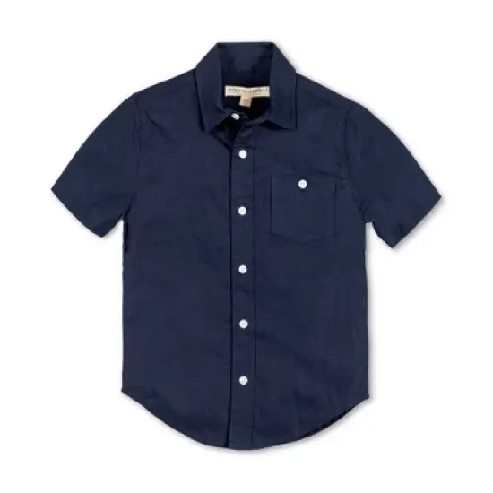 Hope & Henry Boys' Linen Short Sleeve Button Down Shirt, Kids image {16}