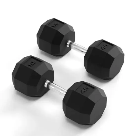 TROPOW Rubber-Coated Hex Dumbbell Set (5-50LB, 200-550LB Options) &uml;C Black Home & Gym Weights for Strength Training & Full-Body Workouts image {7}