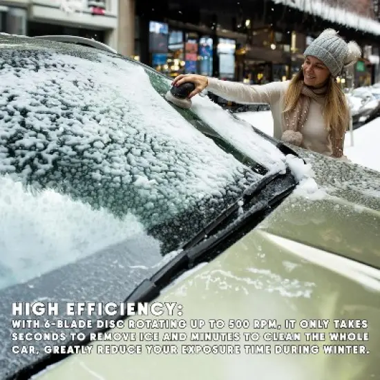 Zone Tech 3 in 1 Electric Ice Scraper for Car Windshield - Rechargeable Cleaning Brush, Polishing Machine and Snow Removal No Scratch Rotating Disc image {6}