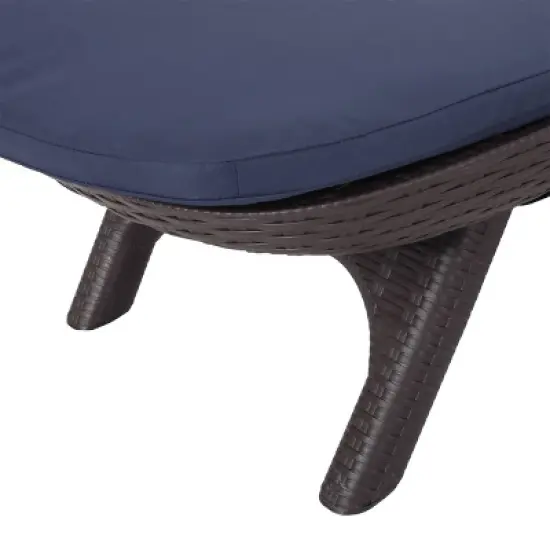 Waverly Patio Faux Wicker Chaise Lounge Navy - Christopher Knight Home: Adjustable, Weather-Resistant image {3}