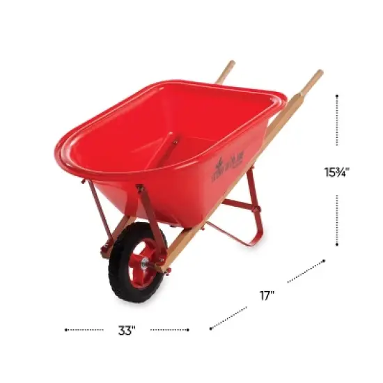 HearthSong Durable Kids' Grow-With-Me Red Wheelbarrow and Adjustable Garden Tool Set; Includes Wheelbarrow, Shovel, Hoe, Leaf Rake, and Soil Rake image {2}