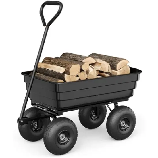 4 Cu. Ft. Poly Dump Cart - Heavy Duty 600 LBS Garden Cart, 10" No-Flat Tires & 180&deg; Handle, Rust-Proof, for Yard, Landscaping, Gardening image {7}