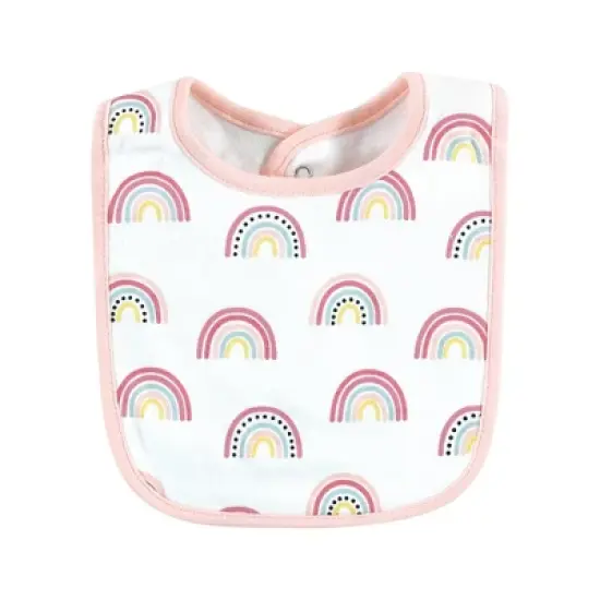 Hudson Baby Infant Girl Cotton Bibs, Modern Rainbow, One Size image {5}