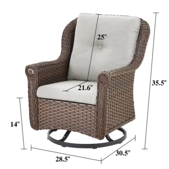 Outdoor Swivel Chair Wicker Patio Glider Chair High Back Swivel Chairs Set of 2 image {1}