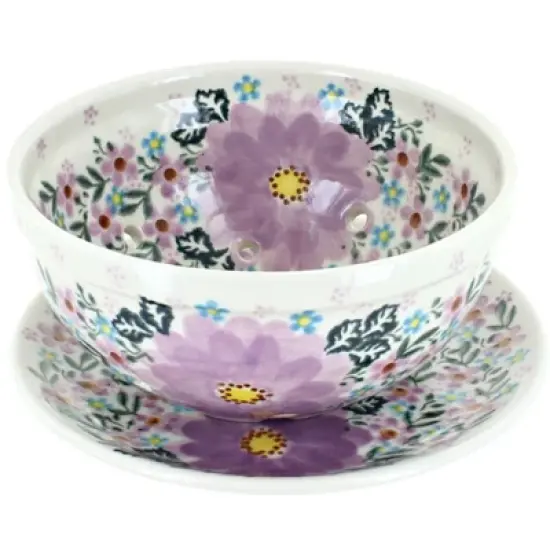 Blue Rose Polish Pottery 454-195 Vena Berry Bowl with Saucer image {7}