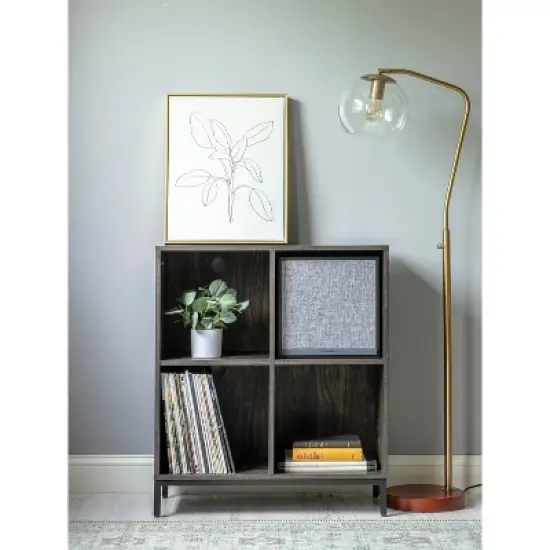 33" Jacobsen Record Storage Cube Bookcase with Speaker Brown Ash/Black - Crosley image {2}