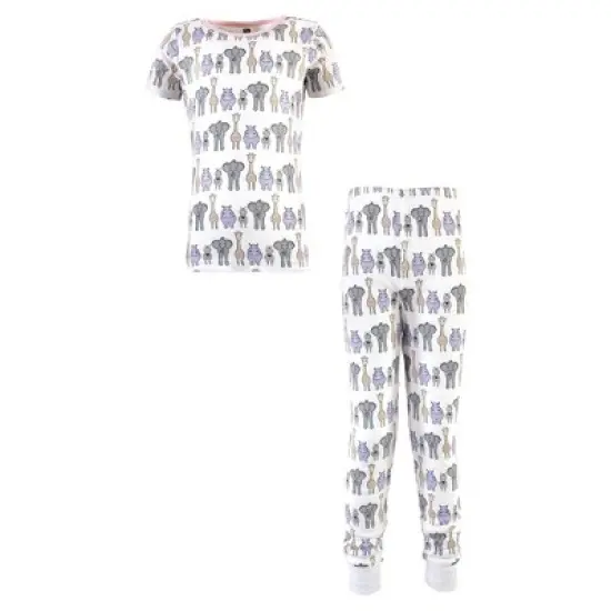 Hudson Baby Toddler and Kids Girl Cotton Pajama Set, Pink Safari image {3}