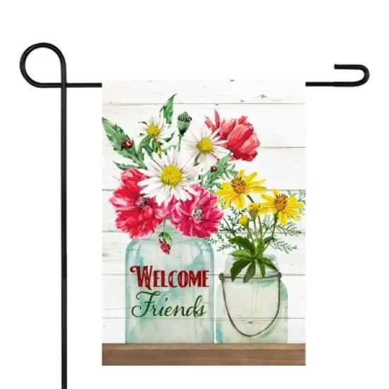 Northlight Welcome Friends Spring Bouquet Outdoor Garden Flag 12.5" x 18" image {1}