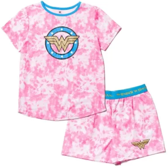 DC Comics Justice League Wonder Woman Girls Pajama Shirt and Shorts Little Kid to Big Kid  image {7}