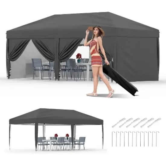 10'x20' Heavy Duty Canopy Tent, Commercial Instant Shelter with 6 Removable Walls, Waterproof Outdoor Event Cover image {11}