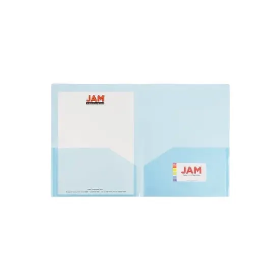 JAM Paper Plastic Light Weight Two-Pocket Presentation Folders Blue 6/Pack (381BLUED) image {2}