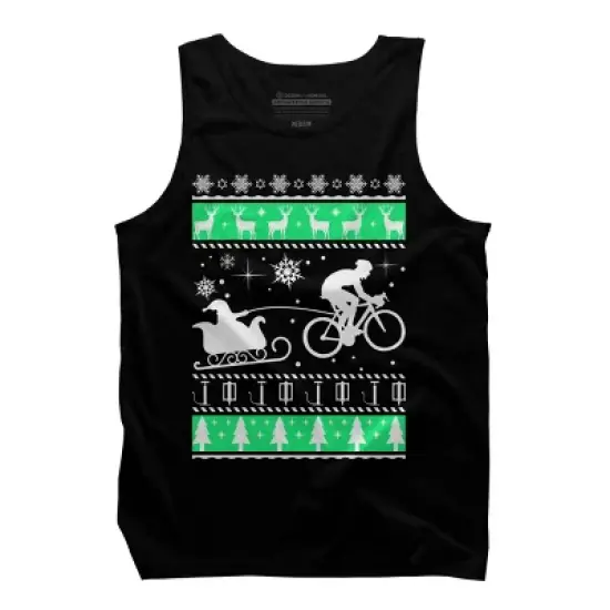 Men's Design By Humans Christmas Santa Cycling Sleigh By LewismartinStore Tank Top image {4}