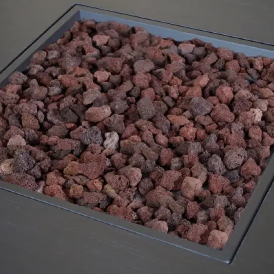 33-Inch Square Outdoor Iron Fire Pit With Built-In Propane Tank Storage - 50,000 BTU, Dark Grey image {11}