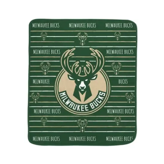 NBA Milwaukee Bucks Logo Stripe Binding Edge Flannel Fleece Blanket image {1}
