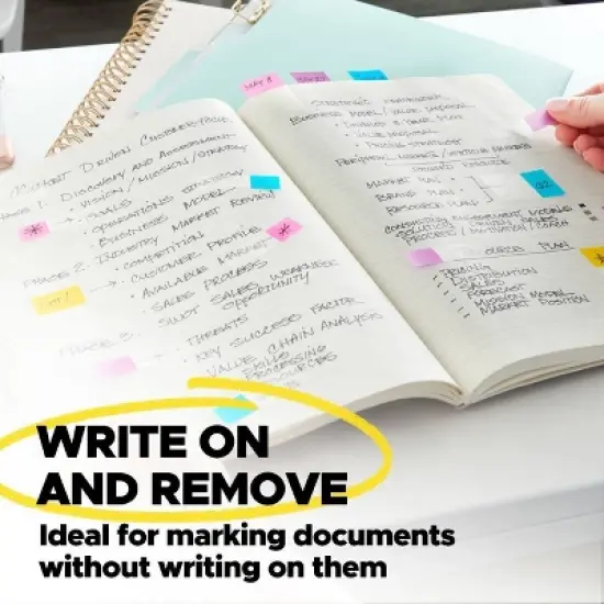 Post-it 60ct .47" Wide Flags with On-the-Go Dispenser - Electric Glow Collection: Multicolor Office Supplies, Removable File Tabs image {4}