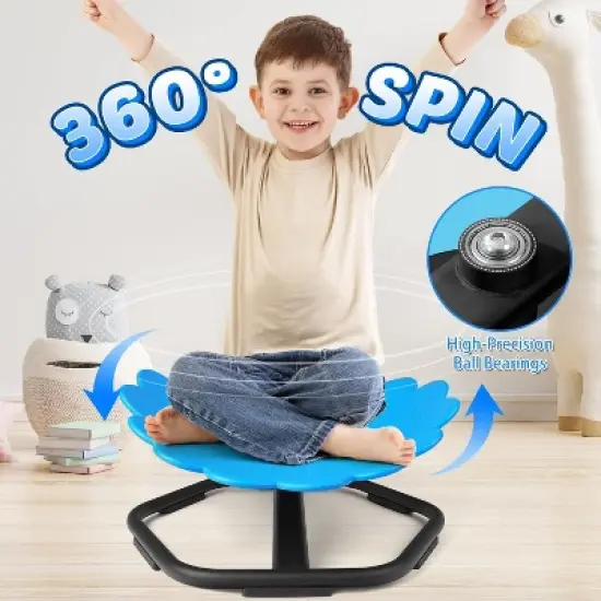 Terramus Flower Swivel Chair for Kids, 360&deg; Spinning Seat, Autism Sensory Spin Chair for Boys and Girls image {1}