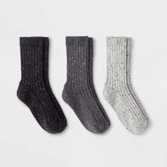 Women's Fine Ribbed Nep 3pk Crew Socks - Universal Thread&trade; image {2}