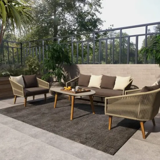 45"x18" Mid-Century Wood Outdoor Accent Table Gray - Olivia & May image {18}