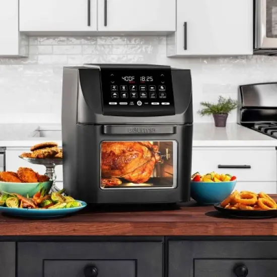 Gourmia 14qt All-in-One Digital Air Fryer, Oven, Rotisserie & Dehydrator: Stainless Steel, 1550W, Dishwasher-Safe Parts image {1}