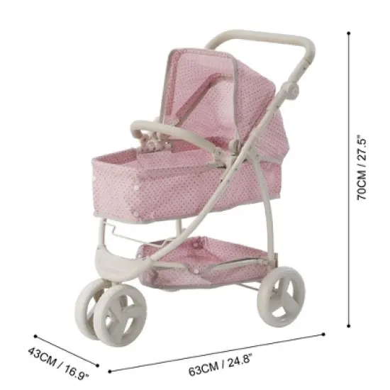 Olivia's Little World 2 in 1 Baby Doll Stroller Pram Foldable Pink/Grey OL-00009 image {8}