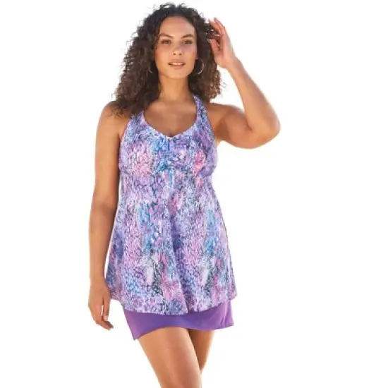 Swim 365 Women&rsquo;s Plus Size Longer Length Braided Tankini Top image {12}